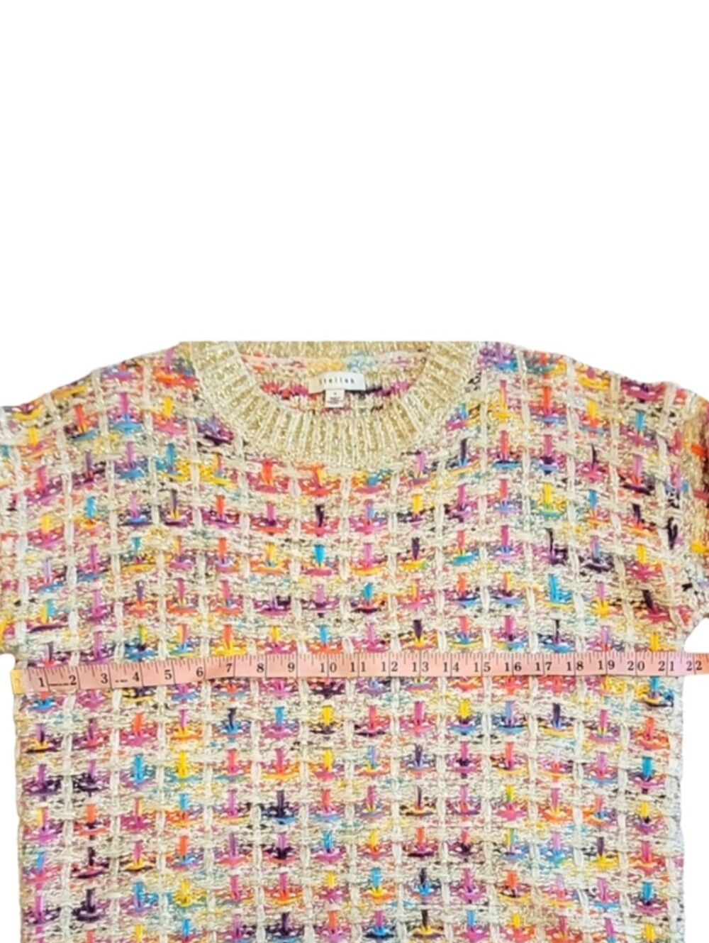 Anthropologie Stellah Sweater Myla Sparkled Metallic Multicolor Knit Small - Picture 9 of 11